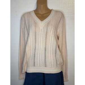 Lauren Ralph Lauren Womens M Cable Knit Tennis Sweater Preppy City Classic Money